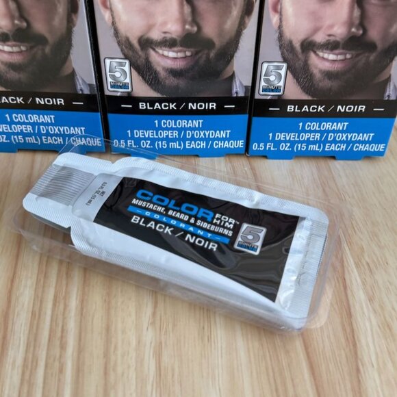 Pk of 3 Color For Him Mustache Beard & Sideburns Black Noir Hair Dye Kit For Men - Picture 3 of 4